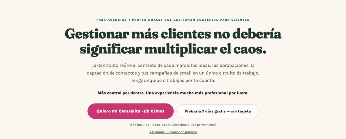 Página de La Centralita, el producto por suscripción de Julieta Bolullo.